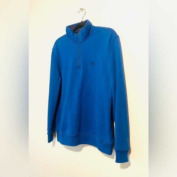 Izod Mens Sweatshirt Size Medium Blue Stretch 1/4 Zip Pullover Advantage Preform - Picture 3 of 7